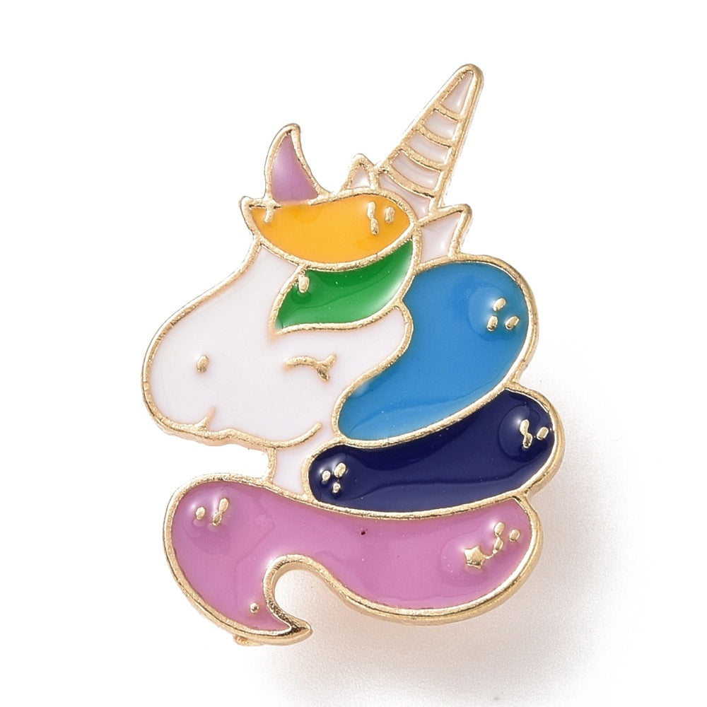 White unicorn head pastel enamel pin