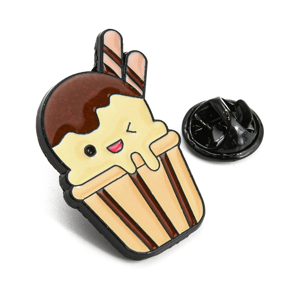 Ice cream cup enamel pin