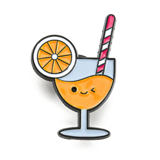 Orange cocktail cup drink enamel pin