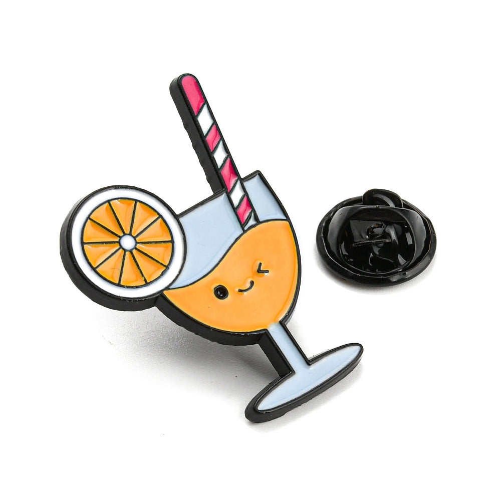 Orange cocktail cup drink enamel pin