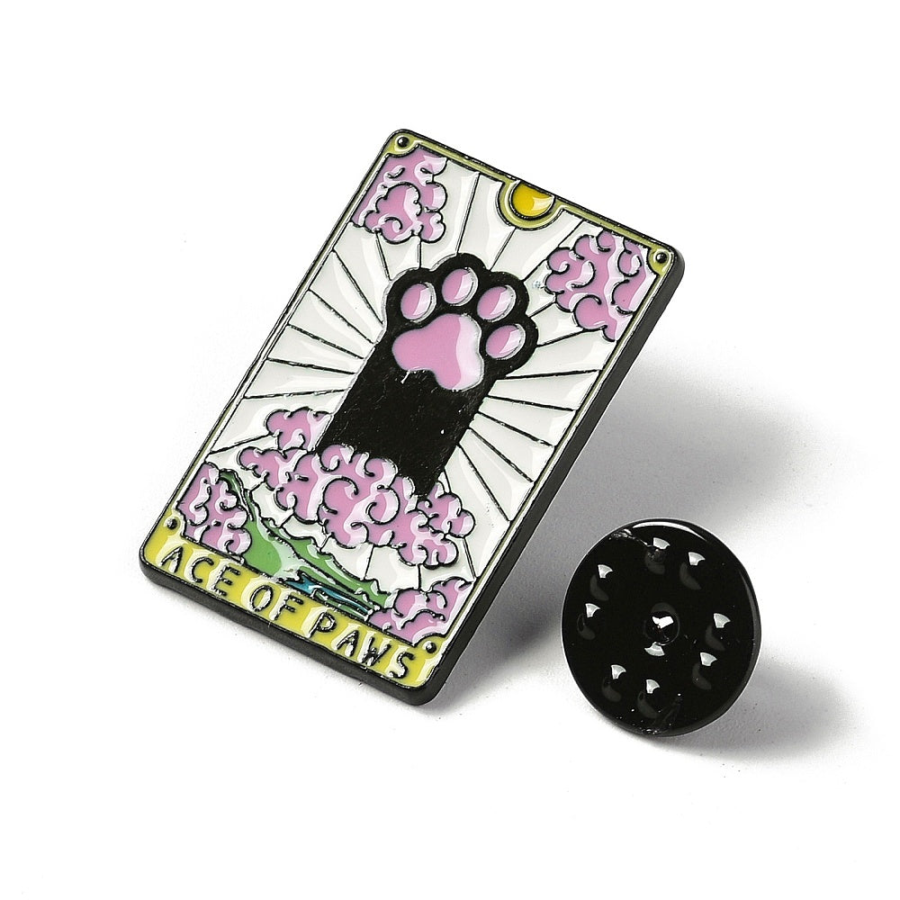 Cat tarot card 'ace of paws' enamel pin