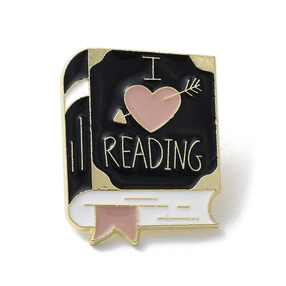 'I heart reading' enamel pin