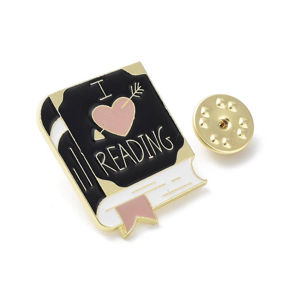 'I heart reading' enamel pin