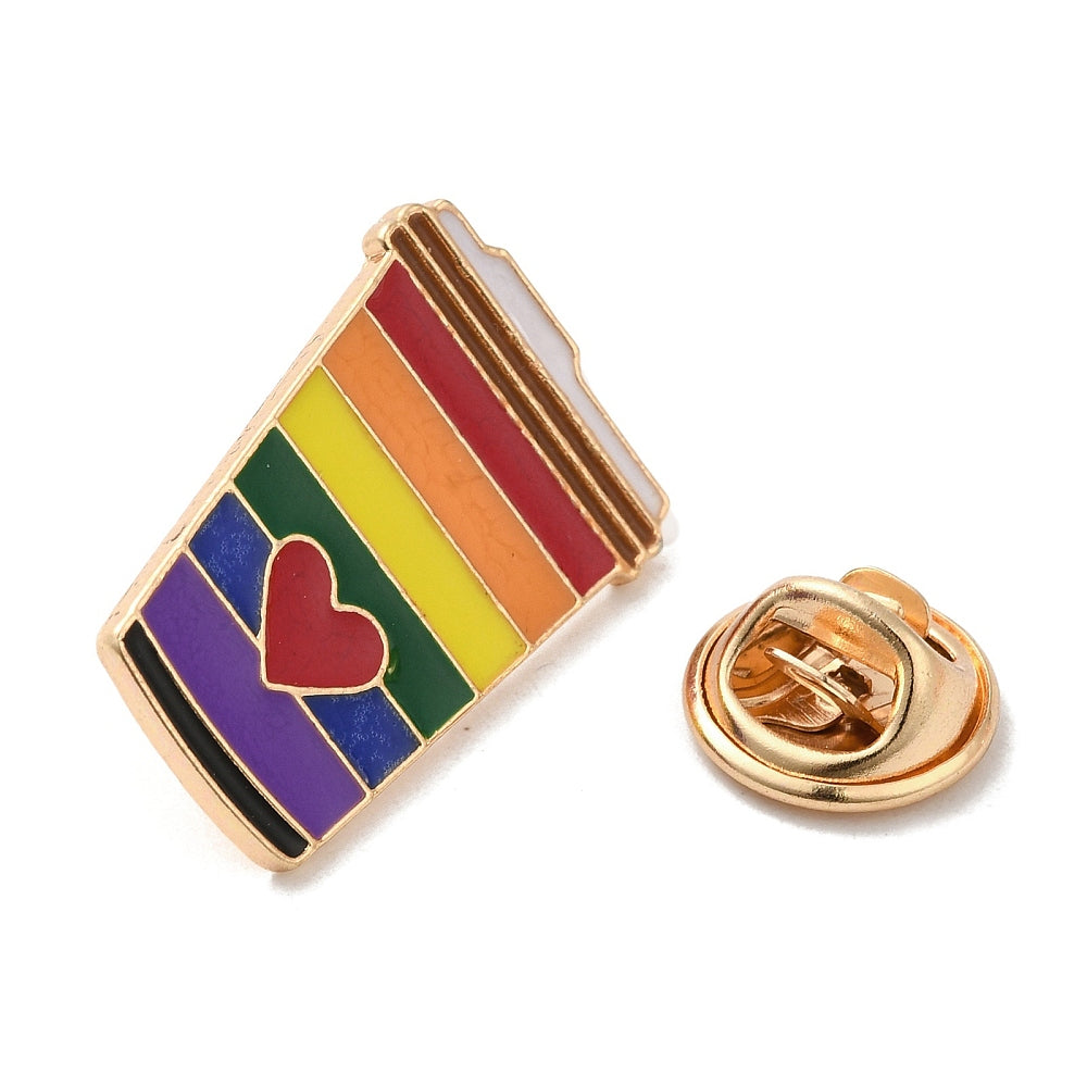 Coffee cup rainbow enamel pin