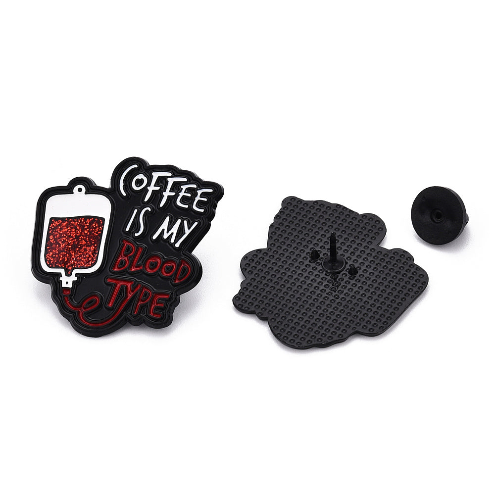 'Coffee is my blood type' enamel pin