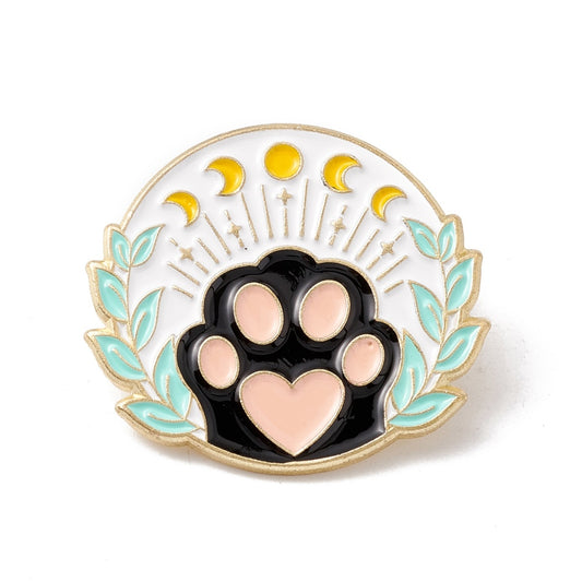 Paw print with the moon phases enamel pin