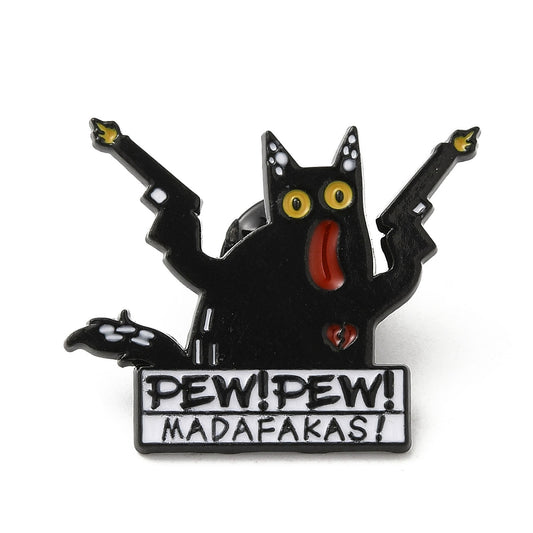 'pew pew madafakas' cat enamel pin