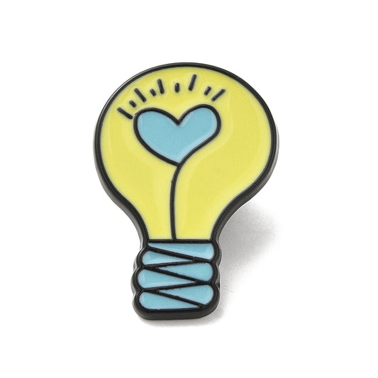 Lightbulb heart enamel pin