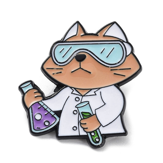 Cat chemist enamel pin