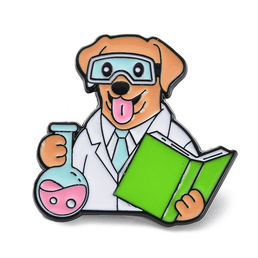 Dog chemist enamel pin