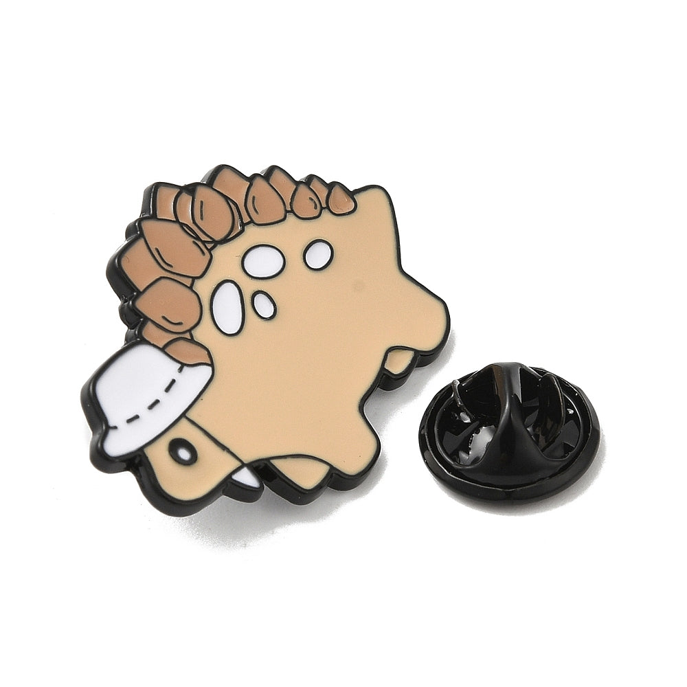 Stegosaurus dinosaur wearing hat enamel pin