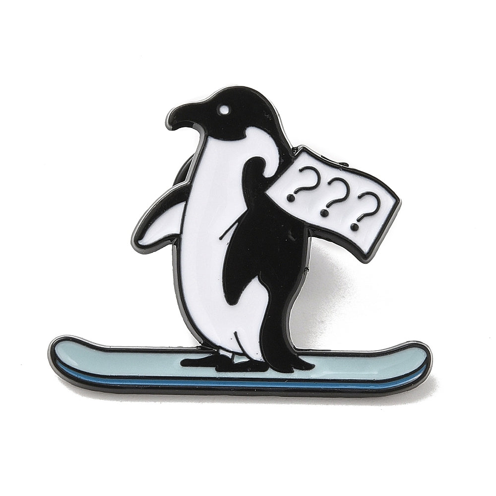 Skiing penguin with ??? enamel pin