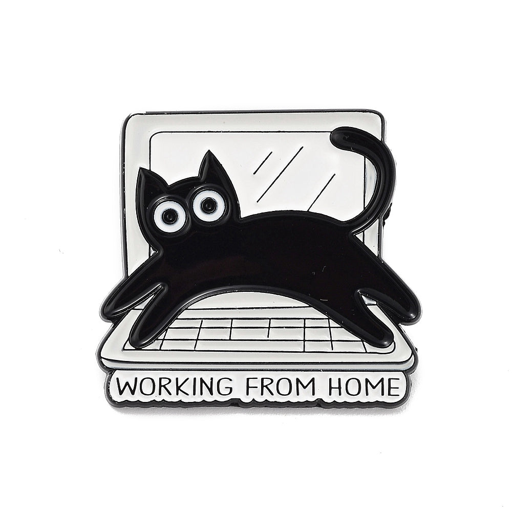 Laptop cat 'working from home' enamel pin