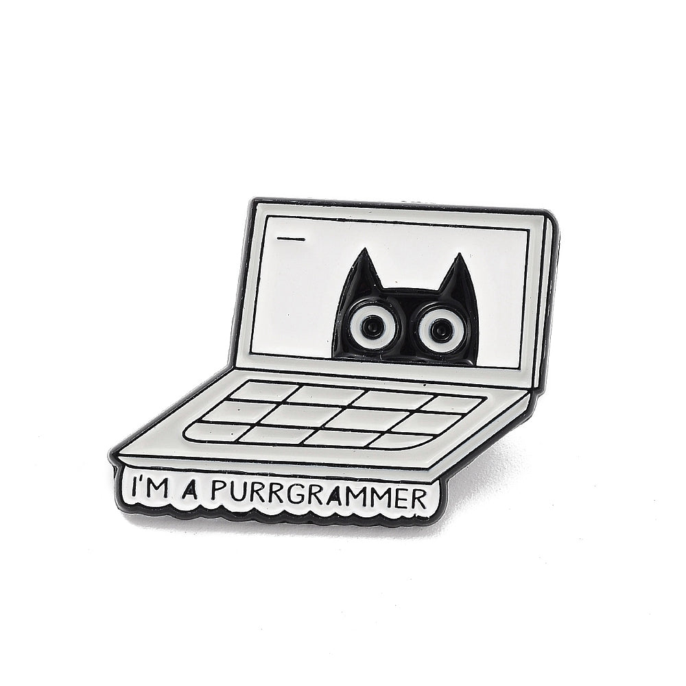 Laptop cat 'i'm a purrgrammer' enamel pin