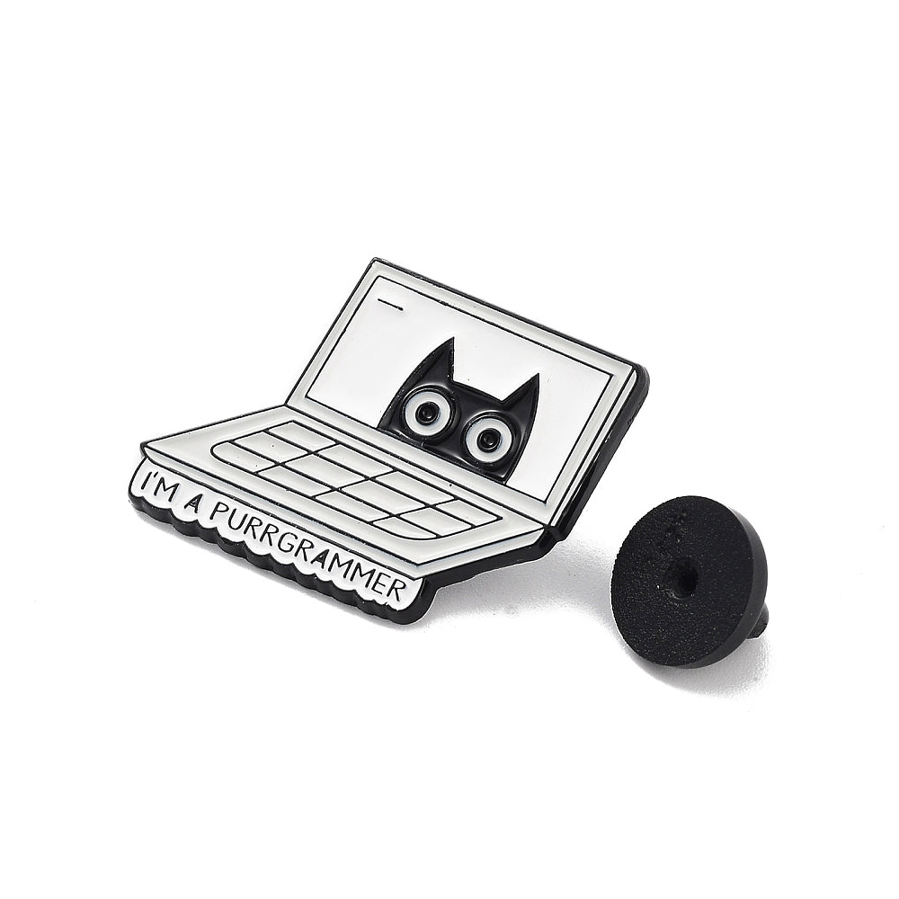 Laptop cat 'i'm a purrgrammer' enamel pin