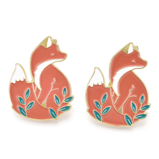 Orange fox enamel pin