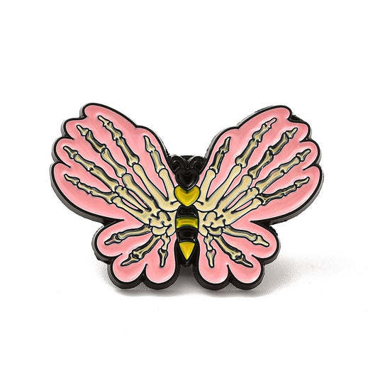 Butterfly skeleton hands enamel pin