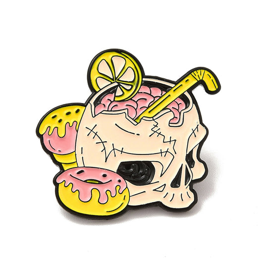 Skeleton cup drink enamel pin