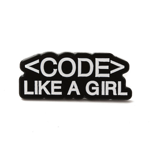 '<CODE> like a girl' enamel pin