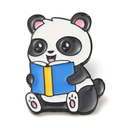 Panda reading a book enamel pin