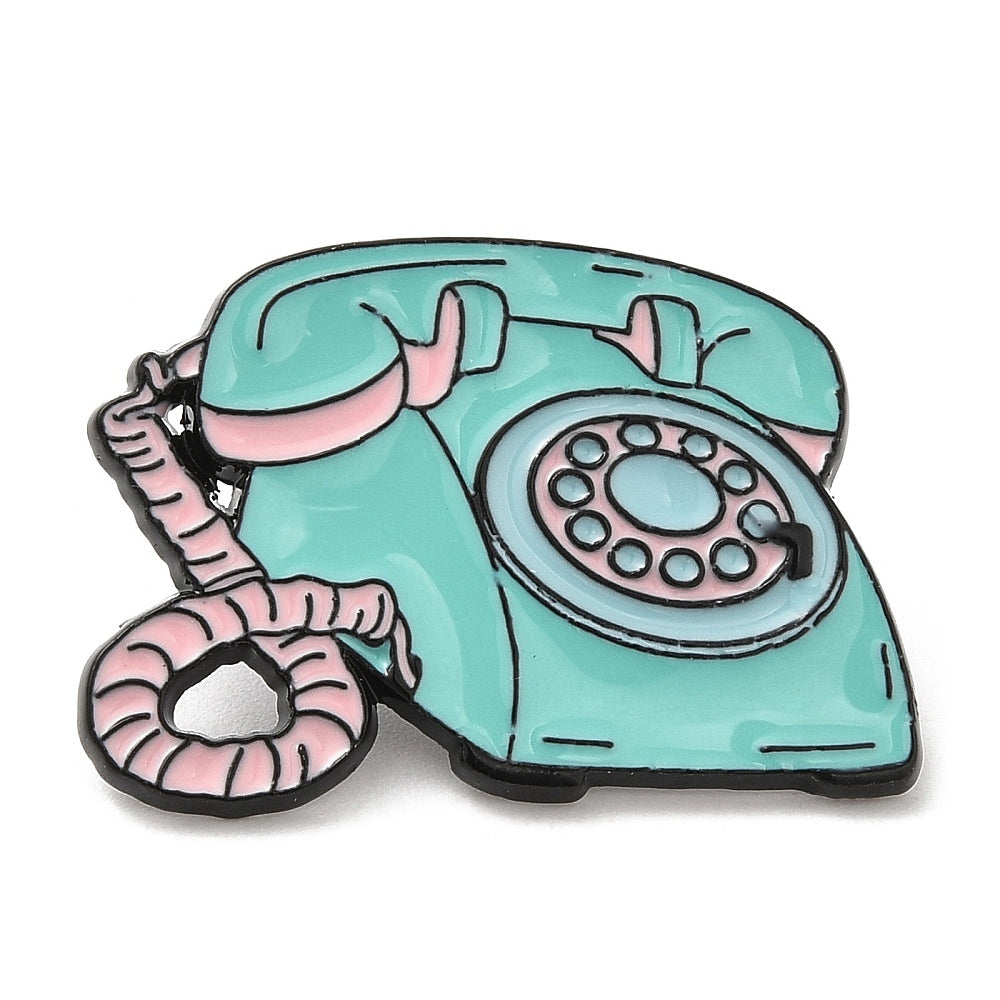 Telephone enamel pin