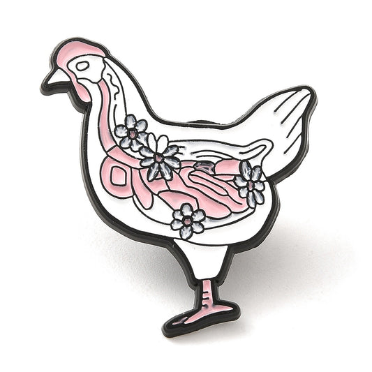 Chicken internal enamel pin