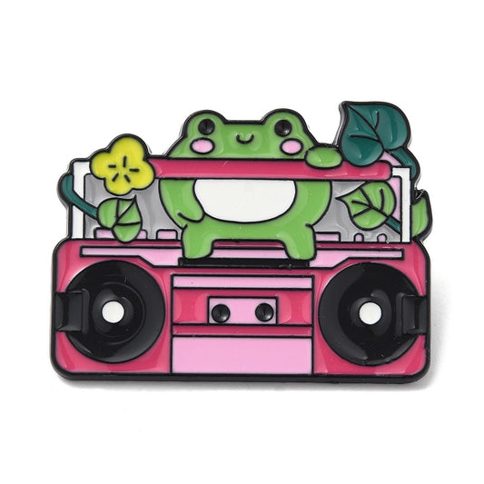 Frog tape deck enamel pin