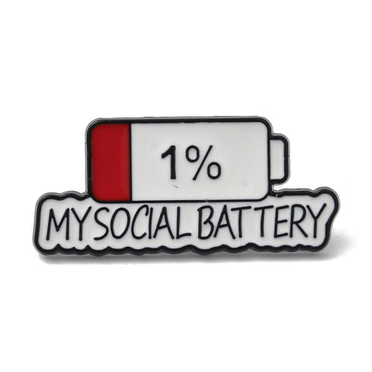 '1% my social battery' enamel pin