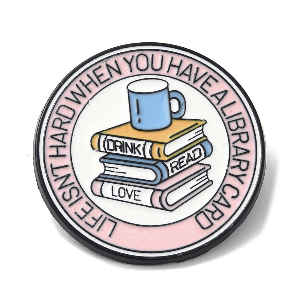 'life isn't hard when you have a library card' enamel pin