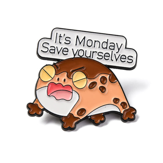 'It's monday save yourselves' enamel pin