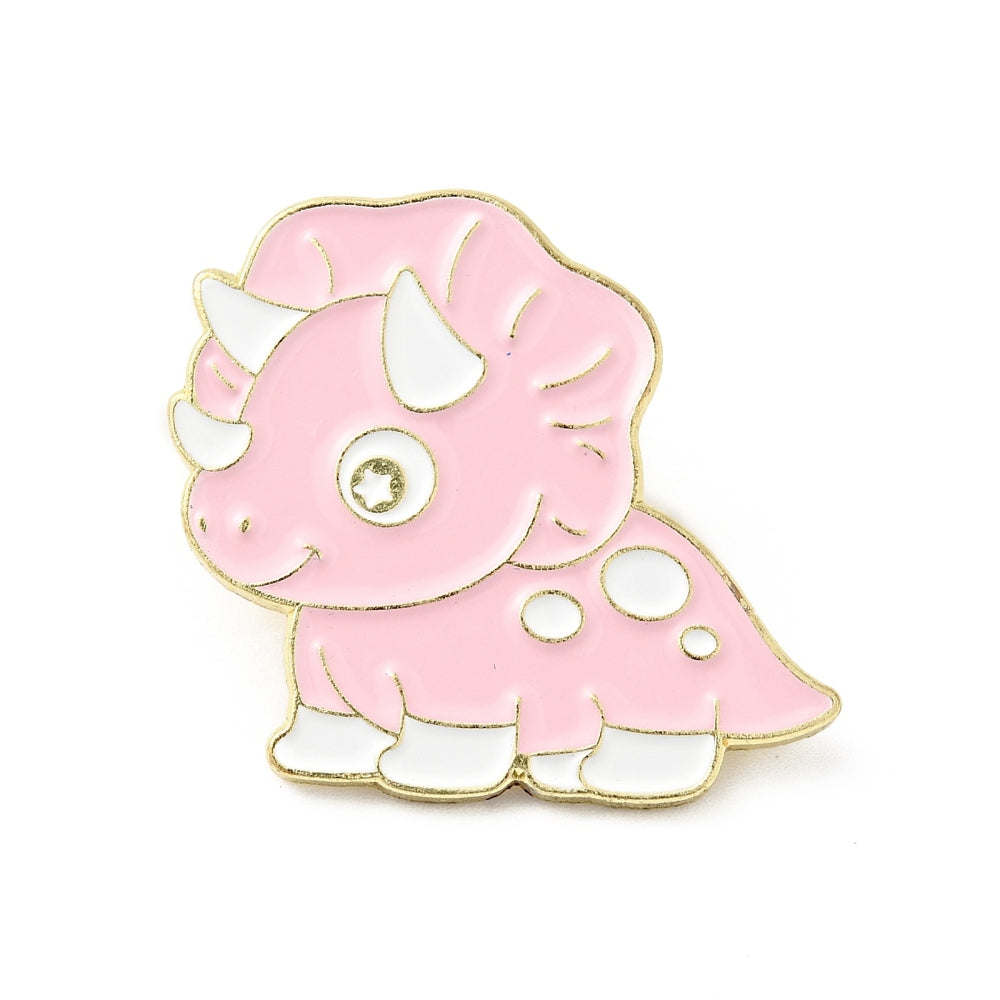 Pink triceratops dinosaur enamel pin