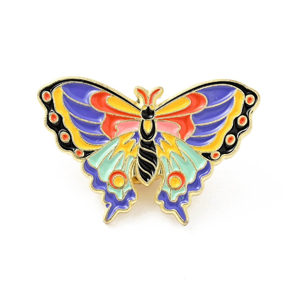 Flower butterfly enamel pin