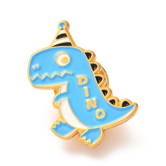 Blue dinosaur enamel pin