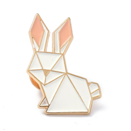 Origami white bunny rabbit enamel pin