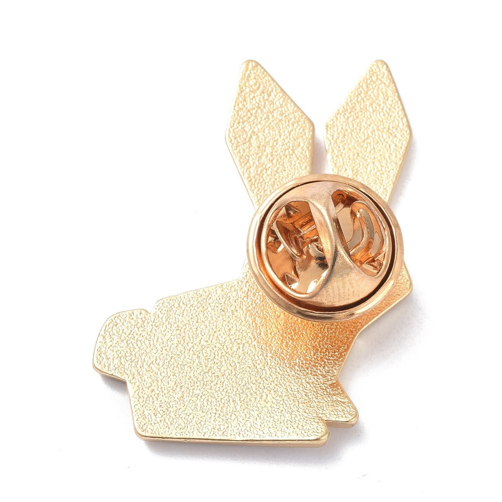 Origami white bunny rabbit enamel pin