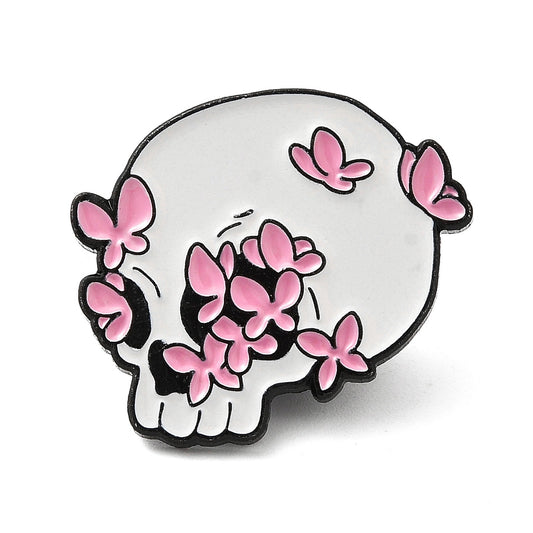 Butterfly skull butterfly enamel pin