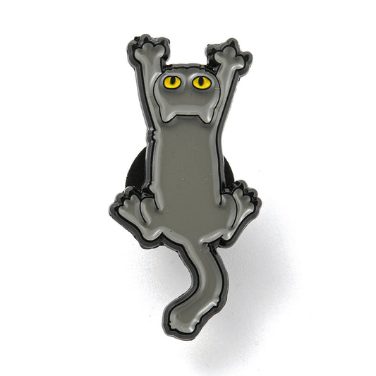 Cat sliding down enamel pin