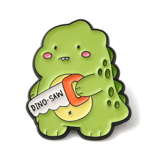 DINO-SAW enamel pin