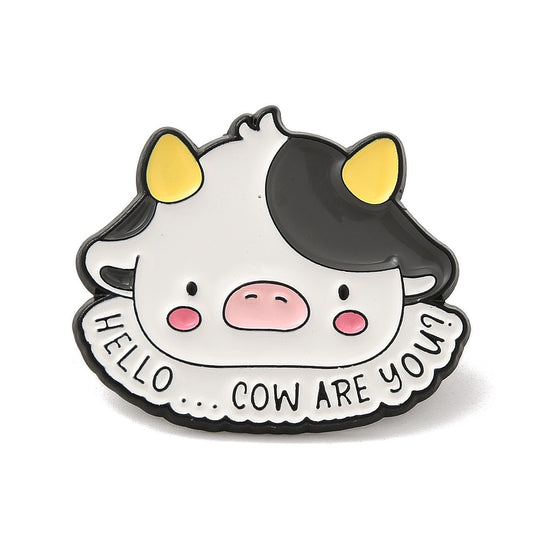 'Hello...cow are you?' enamel pin