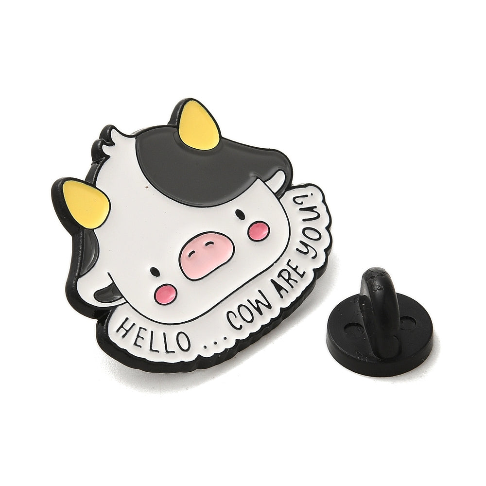 'Hello...cow are you?' enamel pin