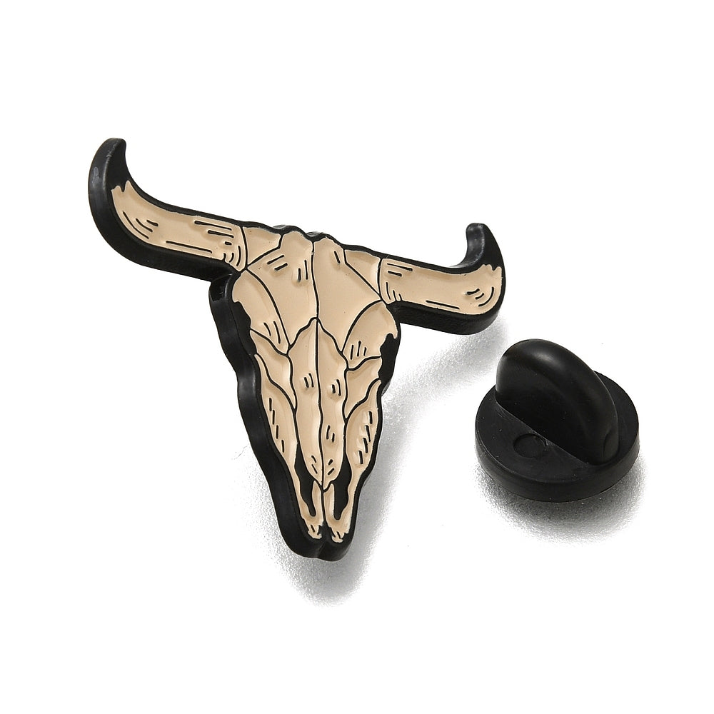 Cow skull enamel pin