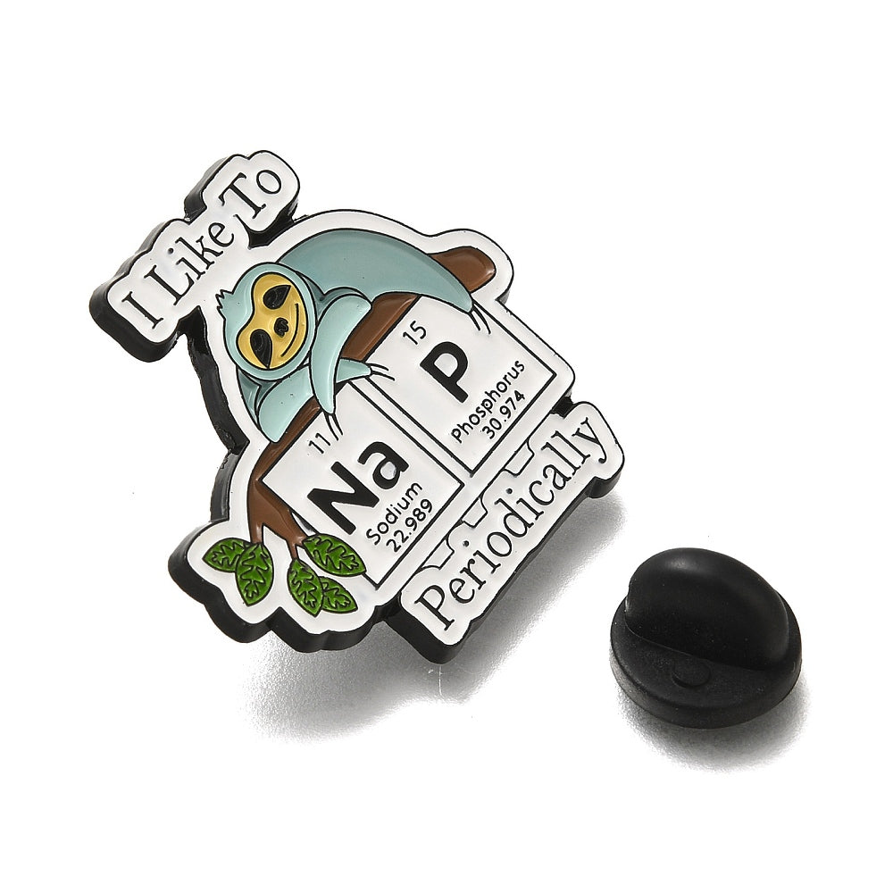 'I like to Na P periodically' sloth enamel pin