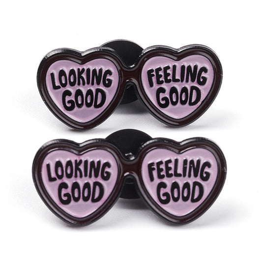 'Looking good feeling good' enamel pin