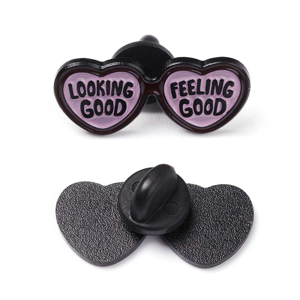 'Looking good feeling good' enamel pin