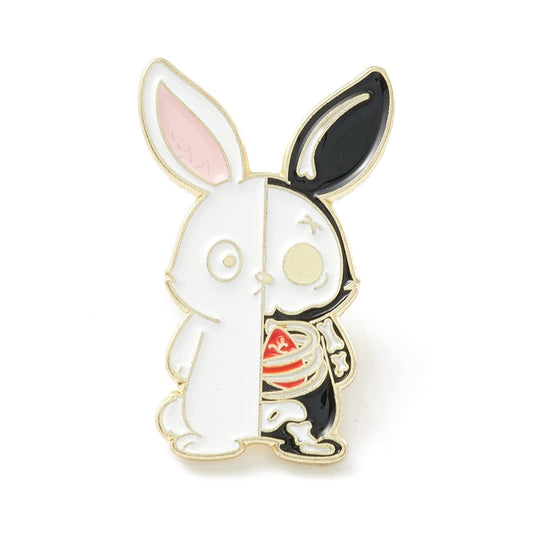 Skeleton rabbit bunny enamel pin