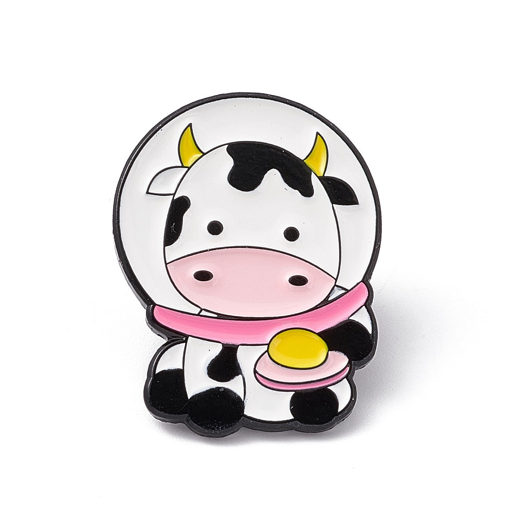 Space cow enamel pin