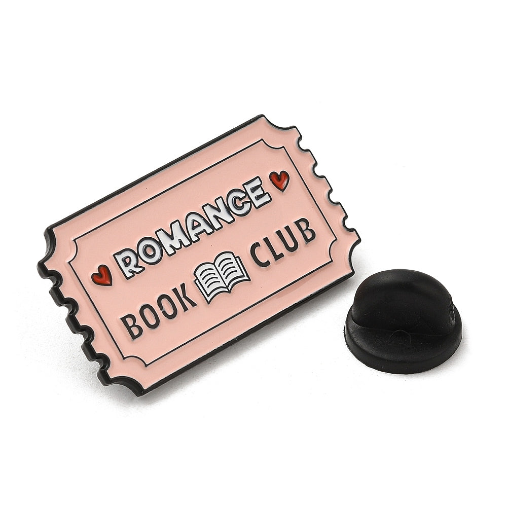 'romance book club' ticket enamel pin