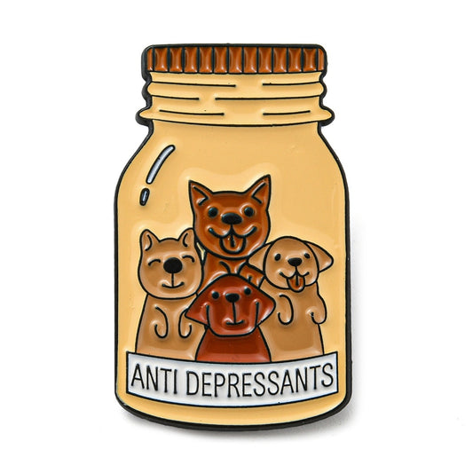 'Anti depressants' dogs enamel pin