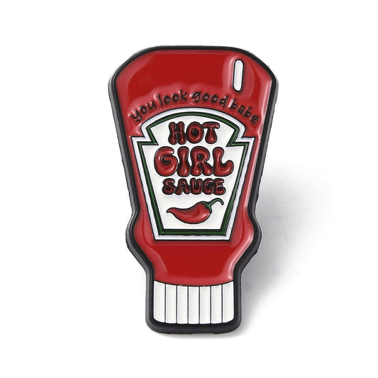 'hot girl sauce' enamel pin