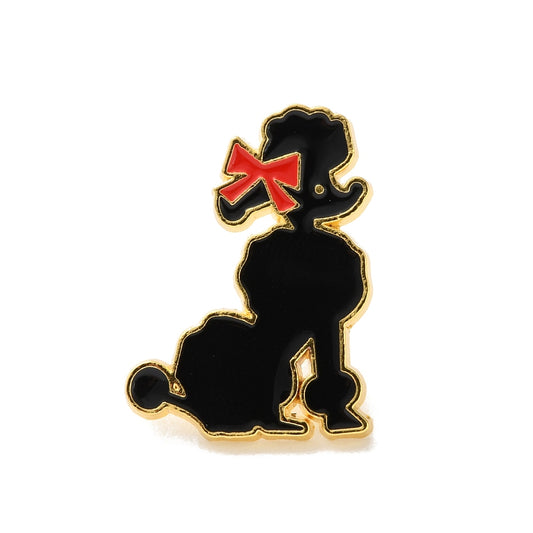 Black poodle enamel pin